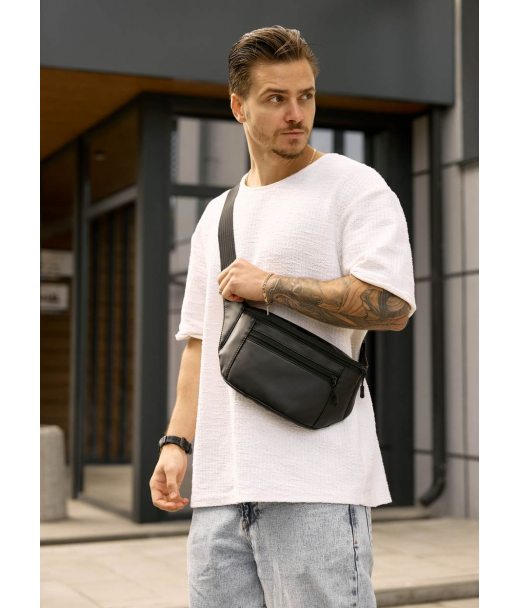 Велика чоловіча сумка на пояс бананка Sambag Tirso Max чорна Велика чоловіча сумка на пояс бананка Sambag Tirso Max чорна