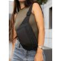 Жіноча сумка на пояс бананка Sambag Tirso  Max чорний тканевий