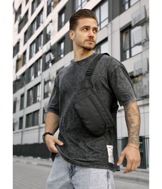 Чоловіча сумка на пояс бананка Sambag Tirso Max чорний тканевий Чоловіча сумка на пояс бананка Sambag Tirso Max чорний тканевий