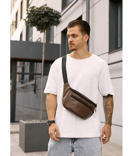 Чоловіча сумка на пояс бананка Sambag Tirso Max шоколадна