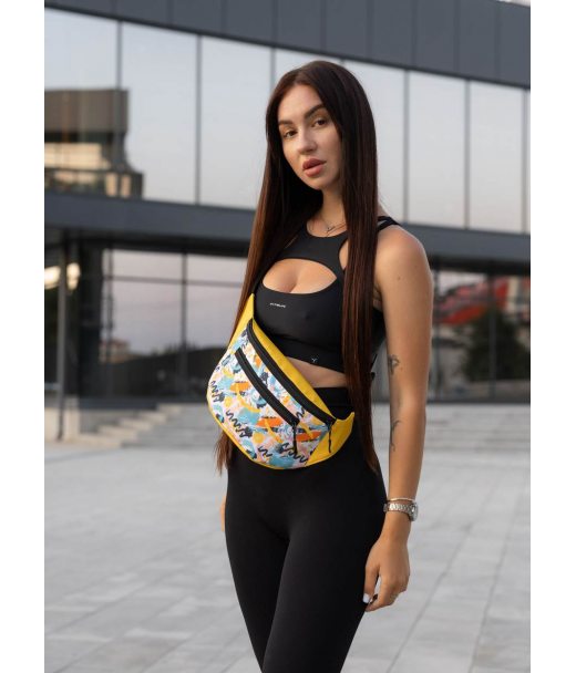 Велика жіноча тканева сумка з екошкірою на пояс бананка Sambag Tirso Max жовта Велика жіноча тканева сумка з екошкірою на пояс бананка Sambag Tirso Max жовта