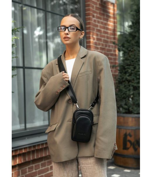 Жіноча шкіряна сумка Sambag Modena для телефону чорна Жіноча шкіряна сумка Sambag Modena для телефону чорна