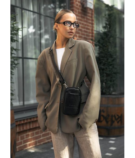 Жіноча сумка шкіряна Sambag Modena для телефону чорна Жіноча сумка шкіряна Sambag Modena для телефону чорна