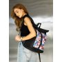 Женский рюкзак Sambag Roll Top One черный принт "Цветы"