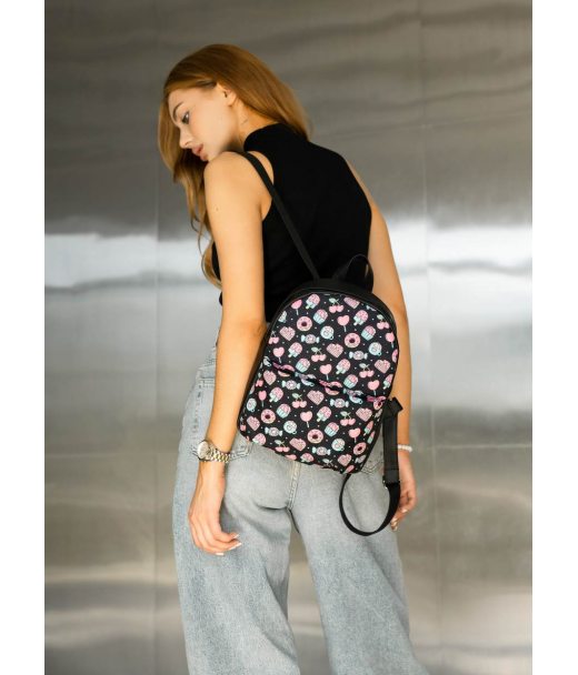 Жіночий рюкзак Sambag Brix KQH чорний принт "Cake" Жіночий рюкзак Sambag Brix KQH чорний принт "Cake"