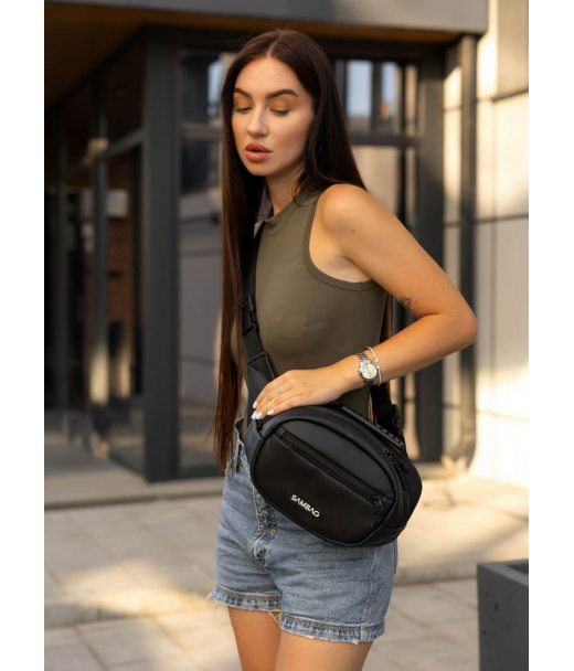 Сумка через плече жіноча бананка Sambag Flex чорна Сумка через плече жіноча бананка Sambag Flex чорна