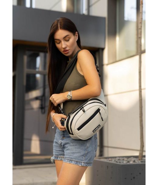 Сумка через плече жіноча бананка Sambag Flex сіра Сумка через плече жіноча бананка Sambag Flex сіра