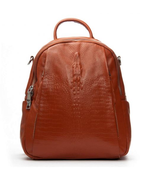 Сумка Женская Рюкзак кожа ALEX RAI 8907-9 camel croco