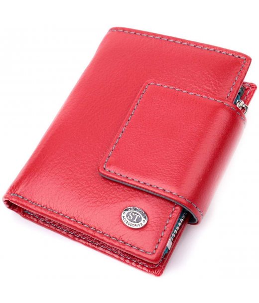 Яскравий шкіряний гаманець для жінок з цікавою монетницею ST Leather 19448 Червоний