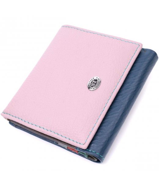 Симпатичний жіночий гаманець з оригінальною монетницею з натуральної шкіри ST Leather 19512 Різнокольоровий