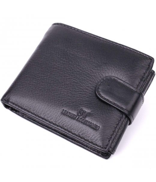 Якісний горизонтальний гаманець із натуральної шкіри ST Leather 22455 Чорний