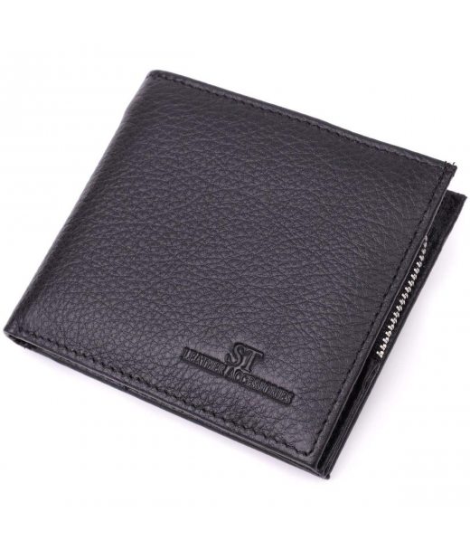 Гаманець середнього розміру з оригінальною монетницею ST Leather 22458 Чорний
