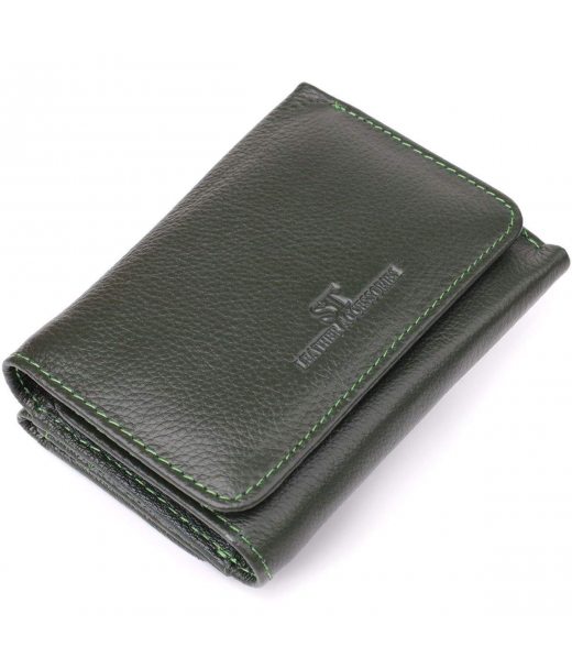 Маленький гаманець зручного формату із натуральної шкіри ST Leather 23076 Зелений