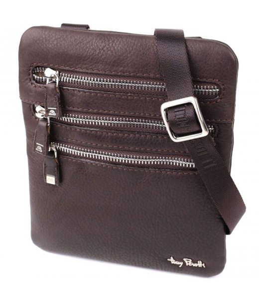 Стильна невелика сумка з матової зернистої натуральної шкіри Tony Perotti 20876_1 ( 9019 moro) Коричневий