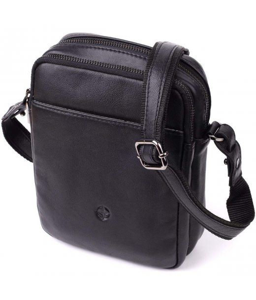 Вертикальна чоловіча сумка через плече з натуральної шкіри Tony Perotti 20883_1 (6049 nero) Чорний