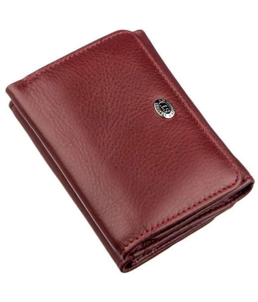 Компактний жіночий гаманець на кнопці ST Leather 18885 Темно-червоний