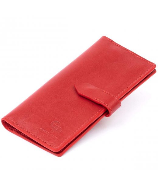 Вертикальний жіночий гаманець глянсовий Anet на кнопці GRANDE PELLE 11325 Червоний