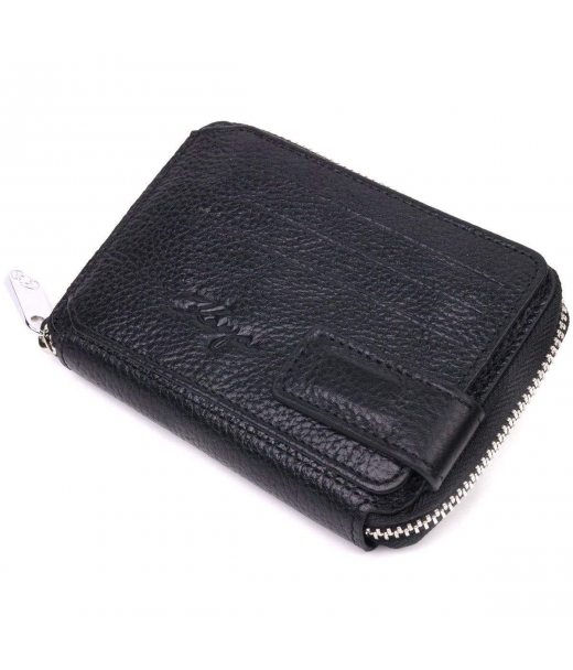 Красивий жіночий гаманець на блискавці з натуральної шкіри KARYA 21343 Чорний