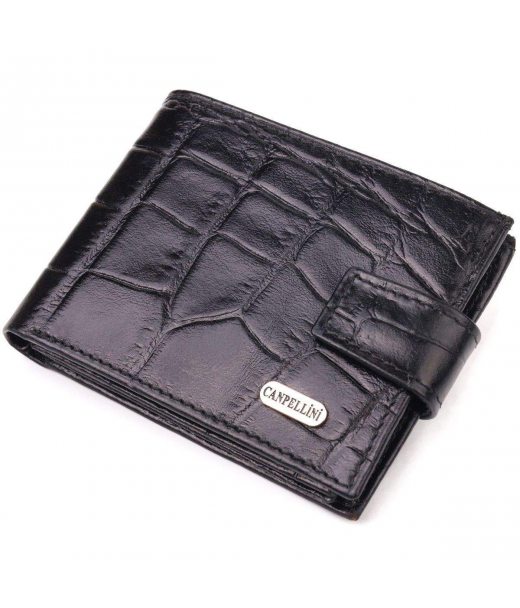 Гаманець чоловічий із натуральної фактурної шкіри CANPELLINI 21511 Чорний Гаманець чоловічий із натуральної фактурної шкіри CANPELLINI 21511 Чорний