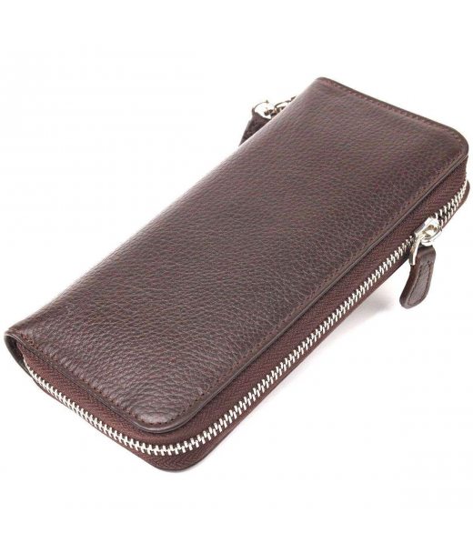 Практичный кошелек для женщин из натуральной зернистой кожи CANPELLINI 21617 Коричневый