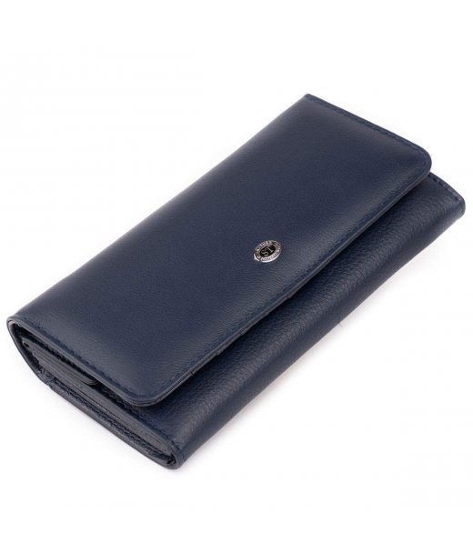 Гаманець шкіряний в два складання жіночий ST Leather 19291 Синій