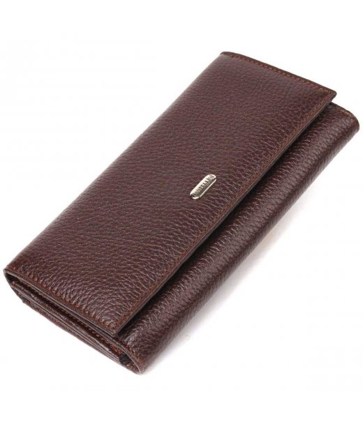 Женский удобный кошелек из натуральной зернистой кожи CANPELLINI 21654 Коричневый