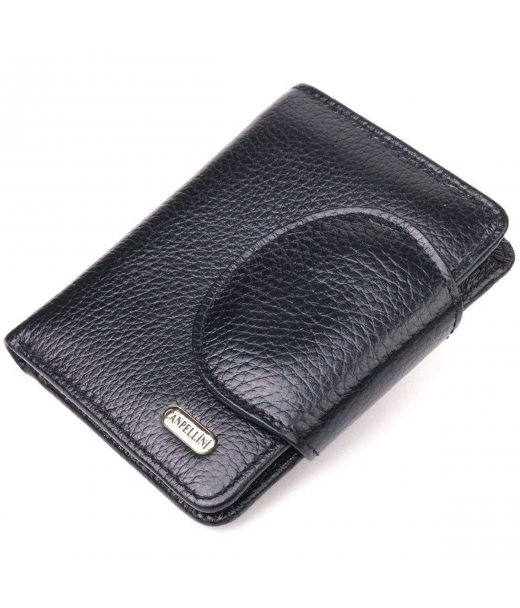 Удобный небольшой женский кошелек из натуральной кожи CANPELLINI 21668 Черный