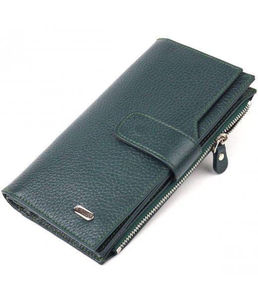Женский большой вертикальный кошелек из натуральной кожи CANPELLINI 21643 Зеленый