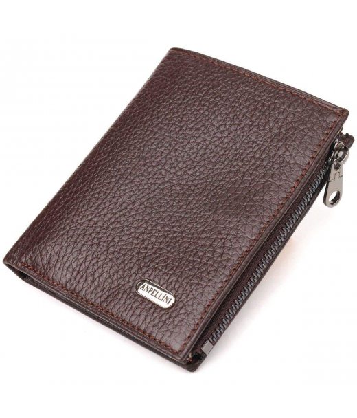 Чоловічий компактний вертикальний гаманець з натуральної шкіри CANPELLINI 21674 Коричневий Чоловічий компактний вертикальний гаманець з натуральної шкіри CANPELLINI 21674 Коричневий