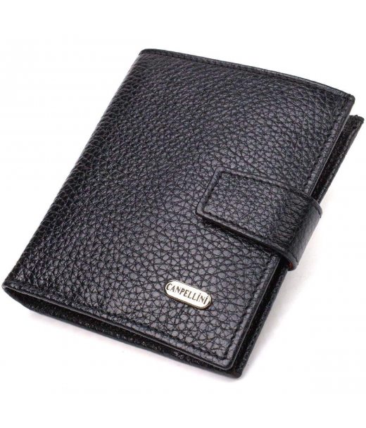 Стильний чоловічий гаманець у комбінації двох кольорів із натуральної зернистої шкіри CANPELLINI 21728 Чорний Стильний чоловічий гаманець у комбінації двох кольорів із натуральної зернистої шкіри CANPELLINI 21728 Чорний
