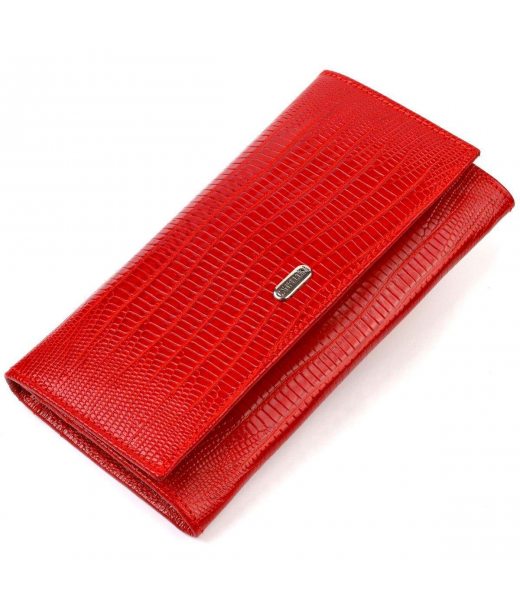 Яркий кошелек для женщин из натуральной фактурной кожи CANPELLINI 21823 Красный