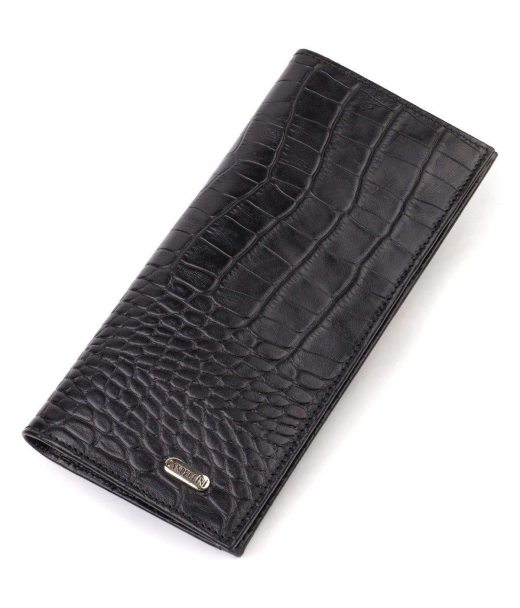 Привабливий вертикальний чоловічий гаманець із натуральної шкіри з тисненням під крокодила CANPELLINI 21896 Чорний Привабливий вертикальний чоловічий гаманець із натуральної шкіри з тисненням під крокодила CANPELLINI 21896 Чорний