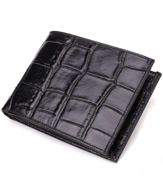 Модний гаманець для чоловіків з натуральної шкіри з тисненням під крокодила CANPELLINI 21925 Чорний Модний гаманець для чоловіків з натуральної шкіри з тисненням під крокодила CANPELLINI 21925 Чорний