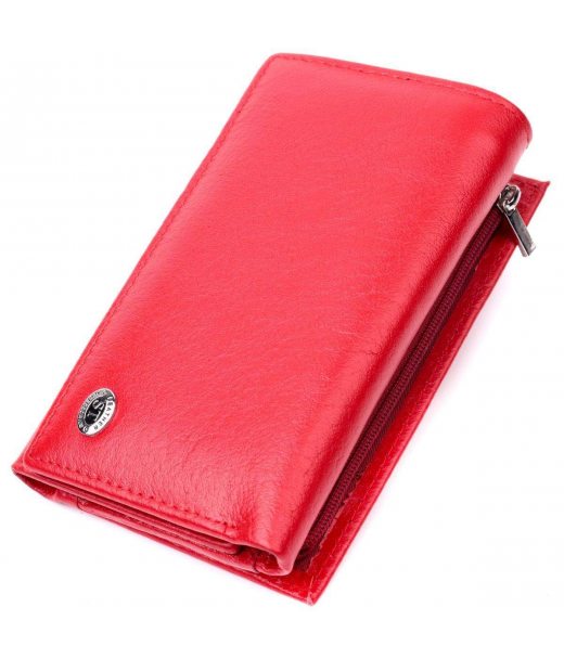 Жіночий гаманець в три складання з натуральної шкіри ST Leather 19469 Червоний