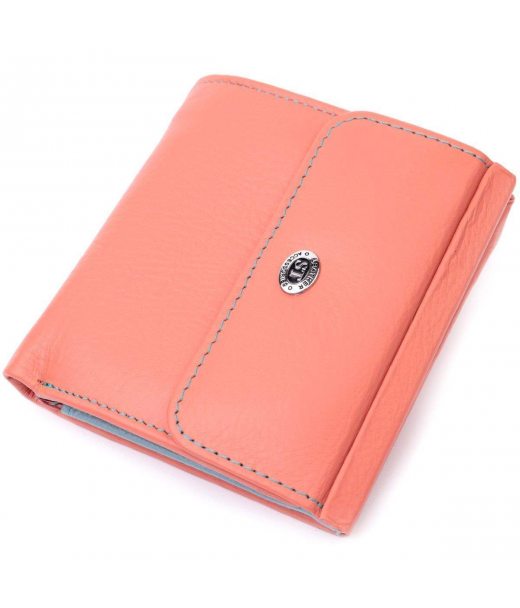 Яскравий жіночий гаманець середнього розміру із натуральної шкіри ST Leather 19498 Помаранчевий