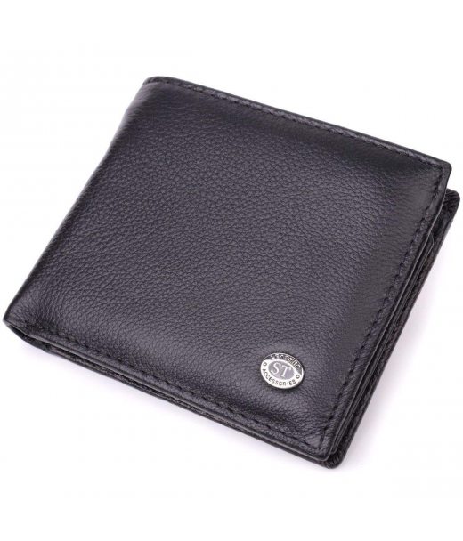 Стильний чоловічий гаманець із натуральної шкіри ST Leather 22457 Чорний