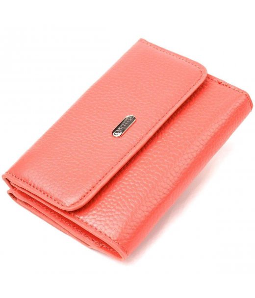 Стильний гаманець молодіжний з натуральної шкіри флотар CANPELLINI 21595 Кораловий Стильний гаманець молодіжний з натуральної шкіри флотар CANPELLINI 21595 Кораловий