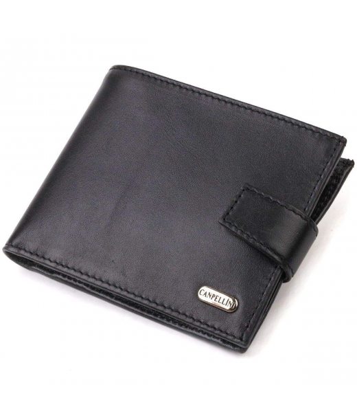 Класичний чоловічий гаманець з натуральної гладкої шкіри CANPELLINI 21792 Чорний Класичний чоловічий гаманець з натуральної гладкої шкіри CANPELLINI 21792 Чорний