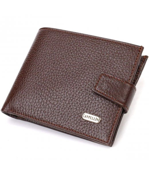 Практичний горизонтальний гаманець для чоловіків із натуральної шкіри флотар CANPELLINI 21886 Коричневий Практичний горизонтальний гаманець для чоловіків із натуральної шкіри флотар CANPELLINI 21886 Коричневий