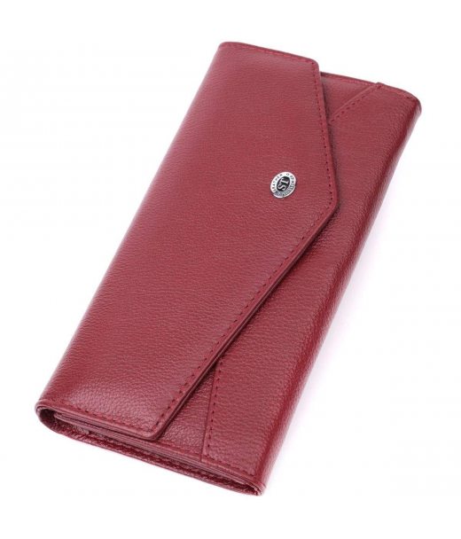 Гаманець для жінок із натуральної шкіри з геометричним клапаном ST Leather 22547 Бордовий
