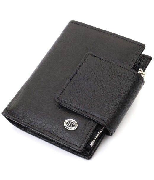 Вертикальний гаманець для жінок із натуральної шкіри ST Leather 22703 Чорний