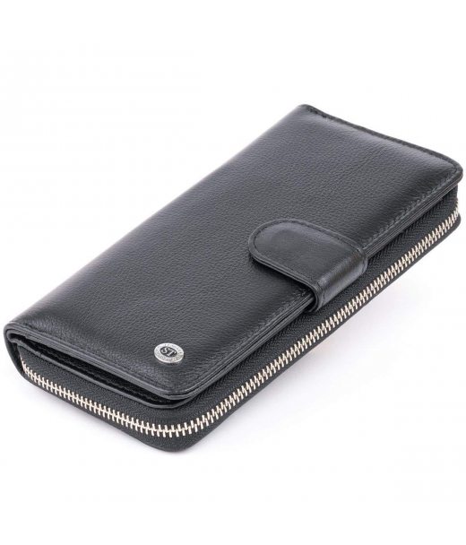 Вертикальний місткий гаманець зі шкіри унісекс ST Leather 19300 Чорний
