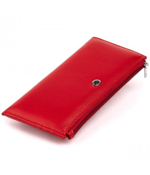 Горизонтальний тонкий гаманець зі шкіри жіночий ST Leather 19330 Червоний