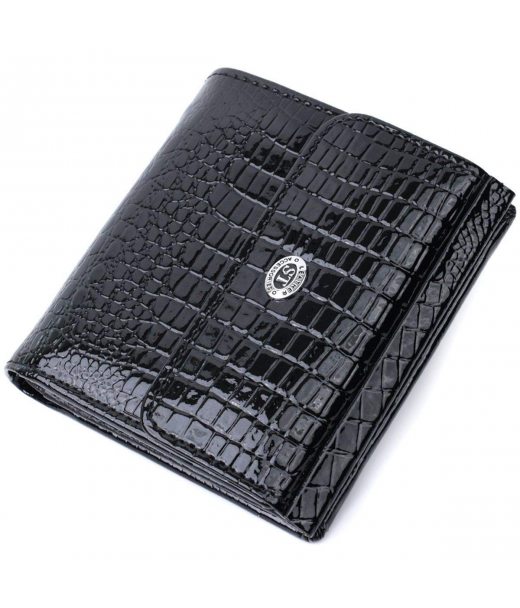 Жіночий фактурний гаманець із натуральної шкіри ST Leather 22706 Чорний