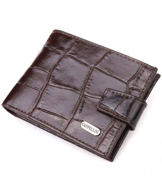 Чоловічий компактний гаманець із натуральної фактурної шкіри CANPELLINI 21509 Коричневий Чоловічий компактний гаманець із натуральної фактурної шкіри CANPELLINI 21509 Коричневий