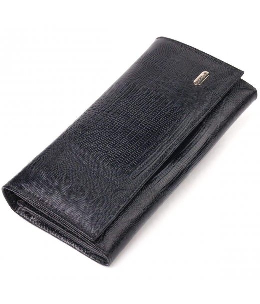 Привабливий жіночий гаманець із монетницею з натуральної фактурної шкіри CANPELLINI 21527 Чорний