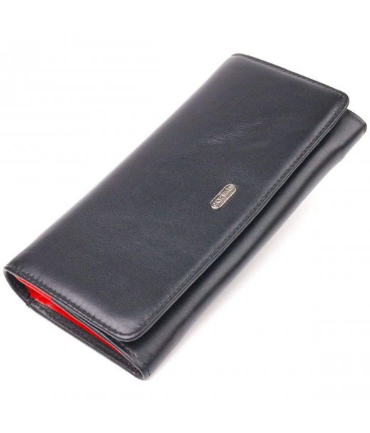 Місткий гаманець для жінок з натуральної гладкої шкіри CANPELLINI 21611 Чорний