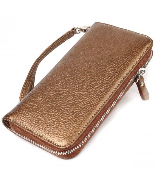 Неповторний гаманець з відливом для жінок з натуральної шкіри CANPELLINI 21614 Коричневий