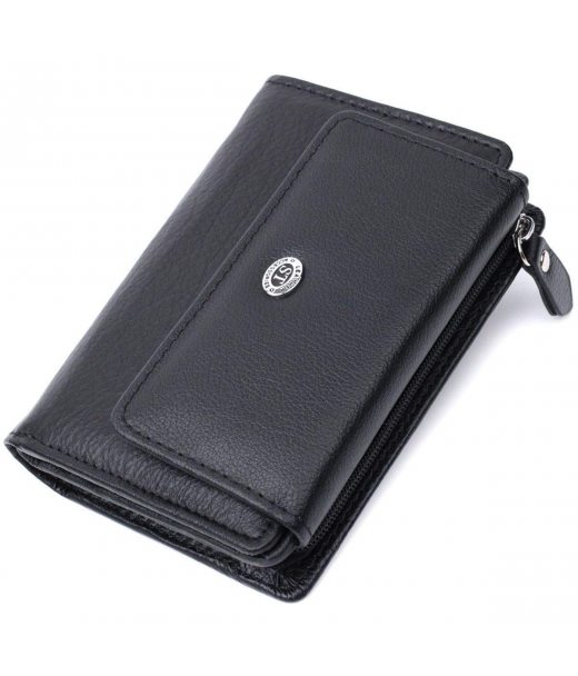 Практичний гаманець із монетницею з натуральної шкіри ST Leather 22740 Чорний