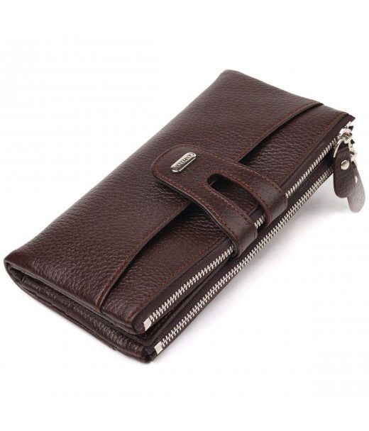 Практичний гаманець із натуральної зернистої шкіри CANPELLINI 21632 Коричневий Практичний гаманець із натуральної зернистої шкіри CANPELLINI 21632 Коричневий